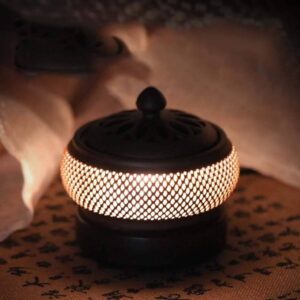 Electric Incense Burner, Adjustable Heat & Timer, Aromatherapy, Night Light O